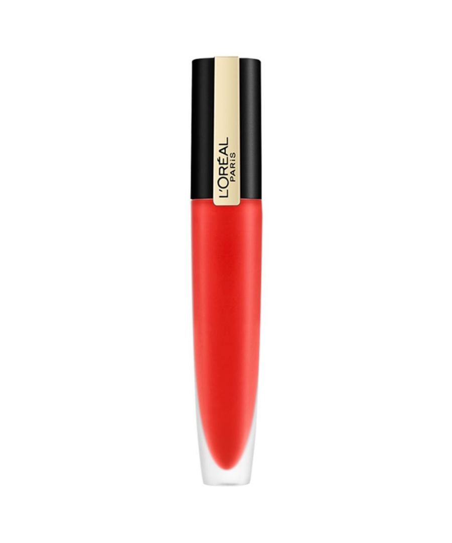 Sign your lips in statement colour with L’Oreal Paris Rouge Signature Liquid Colour Ink. A collection ultra-matte lip inks that combine unapologetically bold colour with a super-lightweight finish, for the utmost bare-lip sensation. Say goodbye to compromise- long-lasting no longer means thick, heavy and uncomfortable matte finish. The oil-in-water formula lets lips breathe, leaving a memorable mark but a forgettable feel for the ultimate all-day comfort. Every swipe will provide an instant pure colour statement that lasts with a soft-matte finish. With on-trend shades from dusty greige to deep plum and pillar box red- every woman can sign her look with her own statement colour. With Rouge Signature, less is more. Less texture, more colour. Less excess, more impact. Sign your lips in statement colour with L'Oreal Paris Rouge Signature Liquid Lip Ink. A collection of 12 ultra-matte lip inks that combine unapologetically bold colour with a super-lightweight finish, for the utmost bare-lip sensation. Say goodbye to compromise- long-lasting no longer means thick, heavy and uncomfortable matte finish. The oil-in-water formula lets lips breathe, leaving a memorable mark but a forgettable feel for the ultimate all-day comfort. Every swipe will provide an instant pure colour statement that lasts with a soft-matte finish. With 12 on-trend shades from dusty greige to deep plum and pillar box red- every woman can sign her look with her own statement colour. With Rouge Signature, less is more. Less texture, more colour. Less excess, more impact.