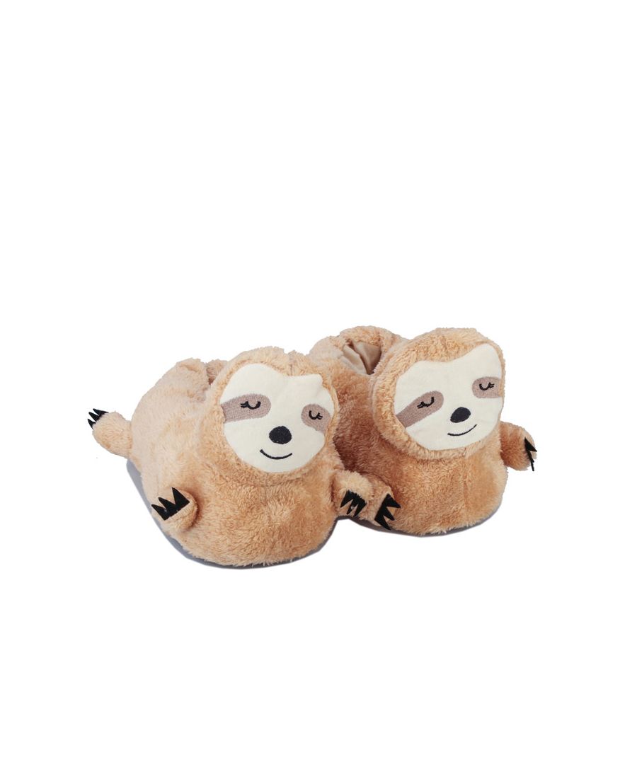 Womens Brave Soul Sloth Slippers in beige.<BR><BR>- Soft teddy upper.<BR>- Slip-on design.<BR>- Soft and cosy padded construction.<BR>- Embroidered sloth face detail.<BR>- Arm and leg detail with felt claws.<BR>- Comfortable textile lining.<BR>- Grippy dots on sole.<BR>- Size S-M = UK 4-5<BR>- Size M-L = UK 6-7<BR>- 100% Polyester.  Machine washable.<BR>- Ref: LSF-534SLOTH