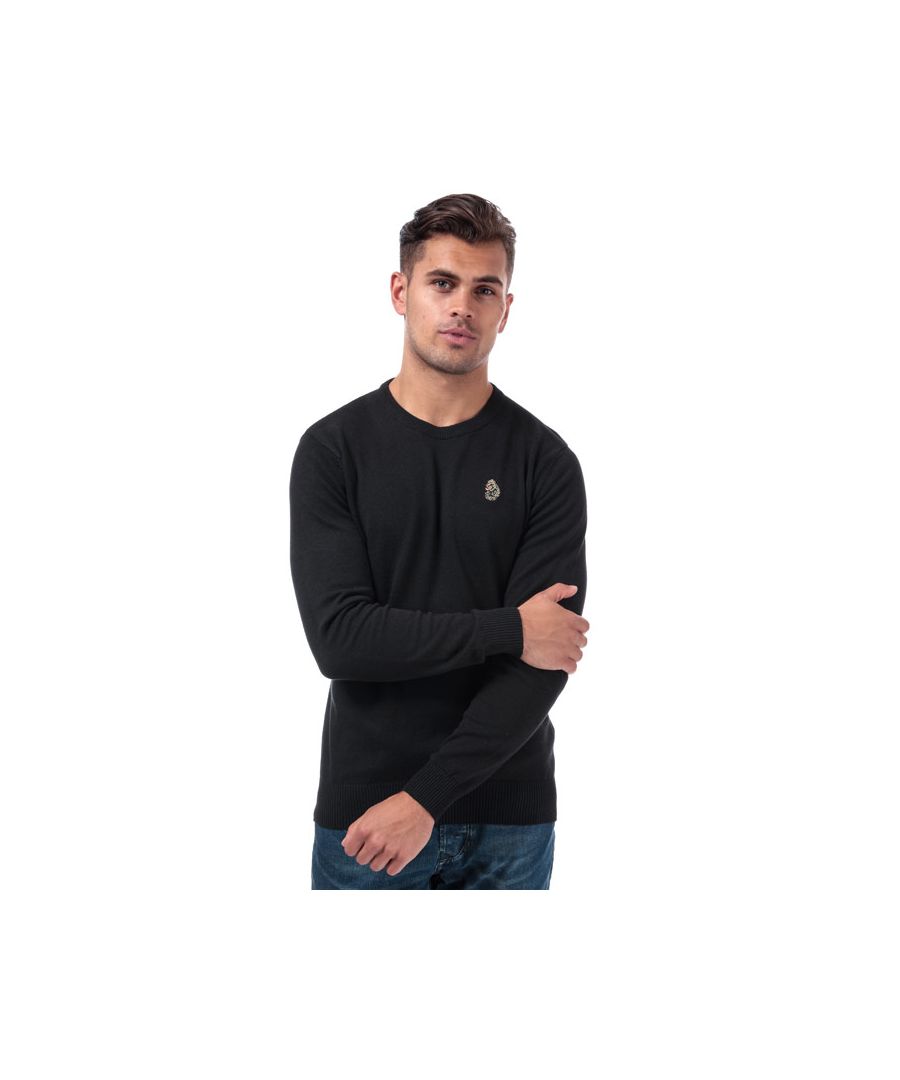 Men’s Luke 1977 Gerrard 3 Crew Neck Knitted Jumper in Black.<BR><BR>- Crew neck.<BR>- Long sleeve.<BR>- Ribbed collar  cuffs and hem.<BR>- Luke 1997 Lion badge to chest.<BR>- Shoulder to hem 28in approximately.<BR>- 100% Cotton. Machine Washable.<BR>- Ref: M360685<BR><BR>Measurements are intended for guidance only.