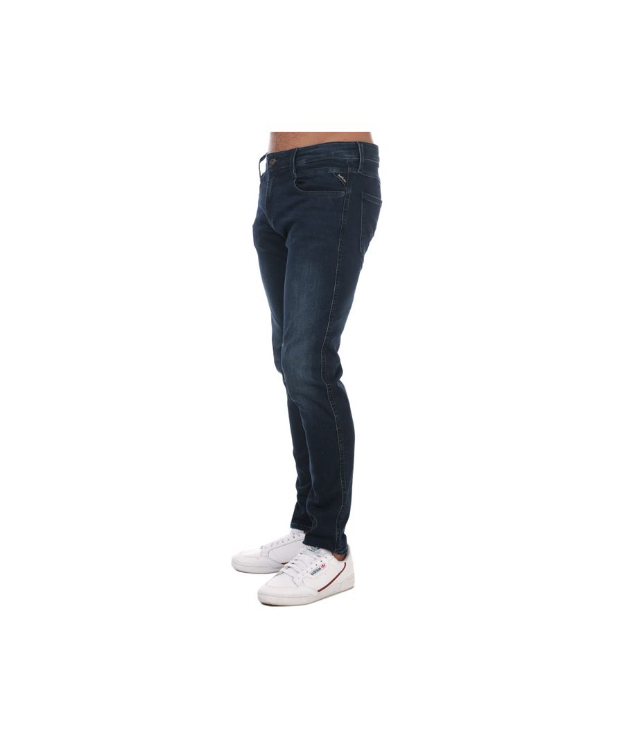 Replay Mens Anbass Slim Fit Stretch Jeans in Denim - Blue Cotton - Size 30