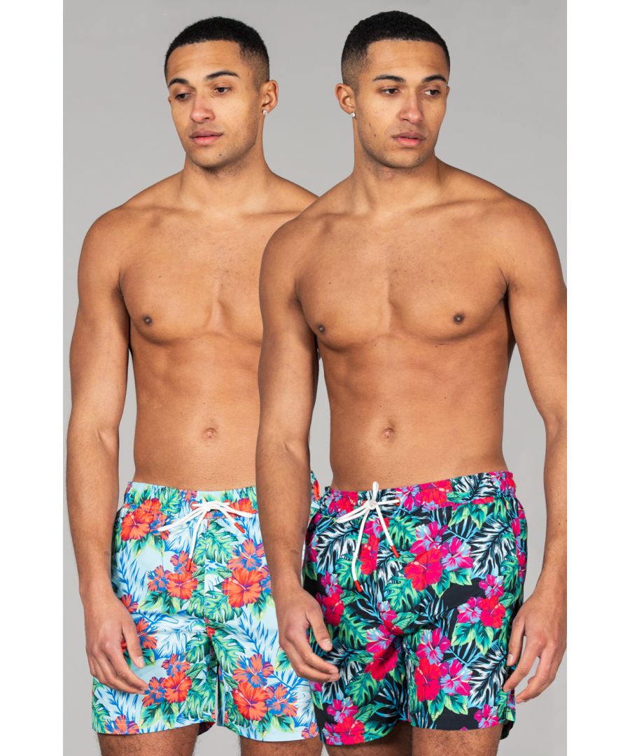 Tokyo Laundry Mens Multi 2-Pack Printed Swim Shorts - Multicolour - Size Small