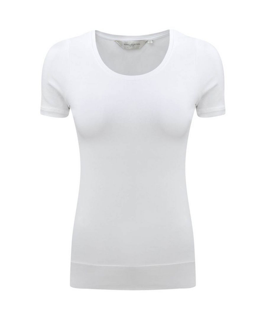 Russell Collection Ladies/Womens Short Sleeve Strech Top (White) - Size 2XL