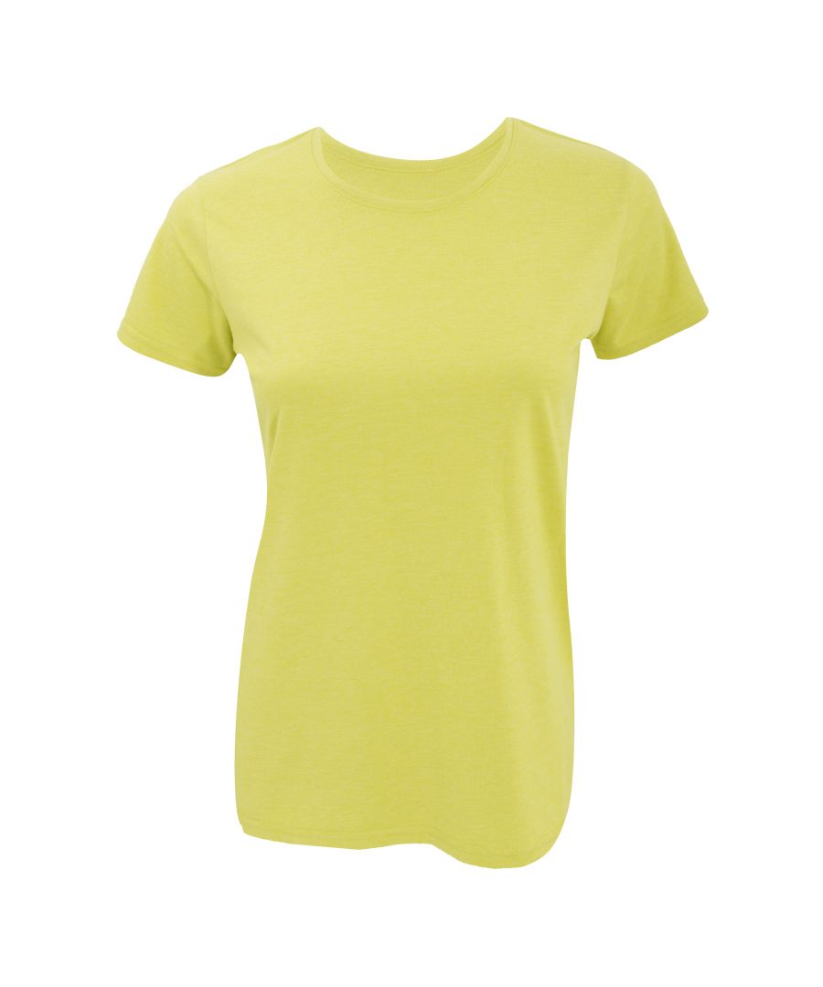 Russell Womens Slim Fit Longer Length Short Sleeve T-Shirt (Yellow Marl) - Multicolour Cotton - Size X-Small