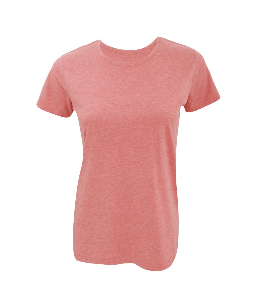 Russell Womens Slim Fit Longer Length Short Sleeve T-Shirt (Coral Marl) - Multicolour Cotton - Size X-Small