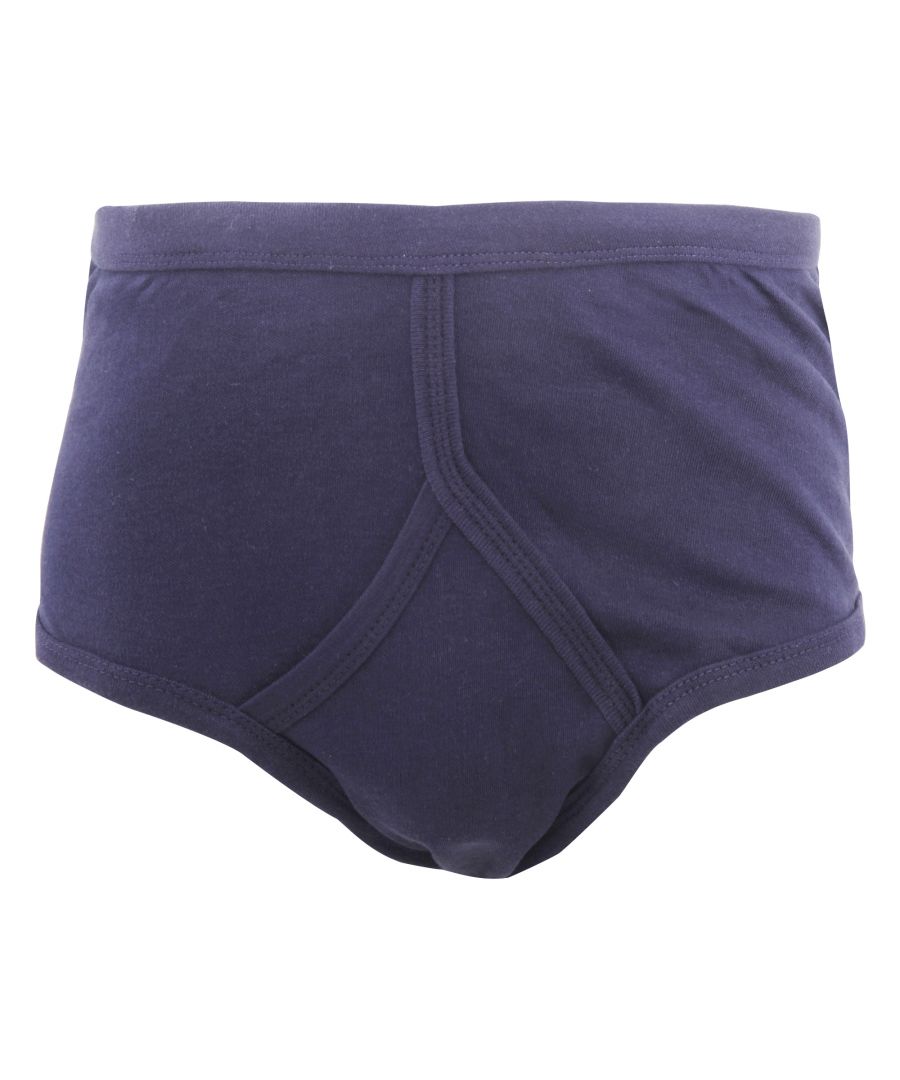 Mens 4 pack of interlock y-front underwear. Comfort fit with an elasticated waist band. Fly opening. Size (to fit) S: 30-32in (76-81cm), M: 33-35in (84-89cm), L: 36-39in (92-99cm), XL: 40-42in (102-107cm), XXL: 44-46in (110-117cm). 100% Cotton. Machine washable at 40c.