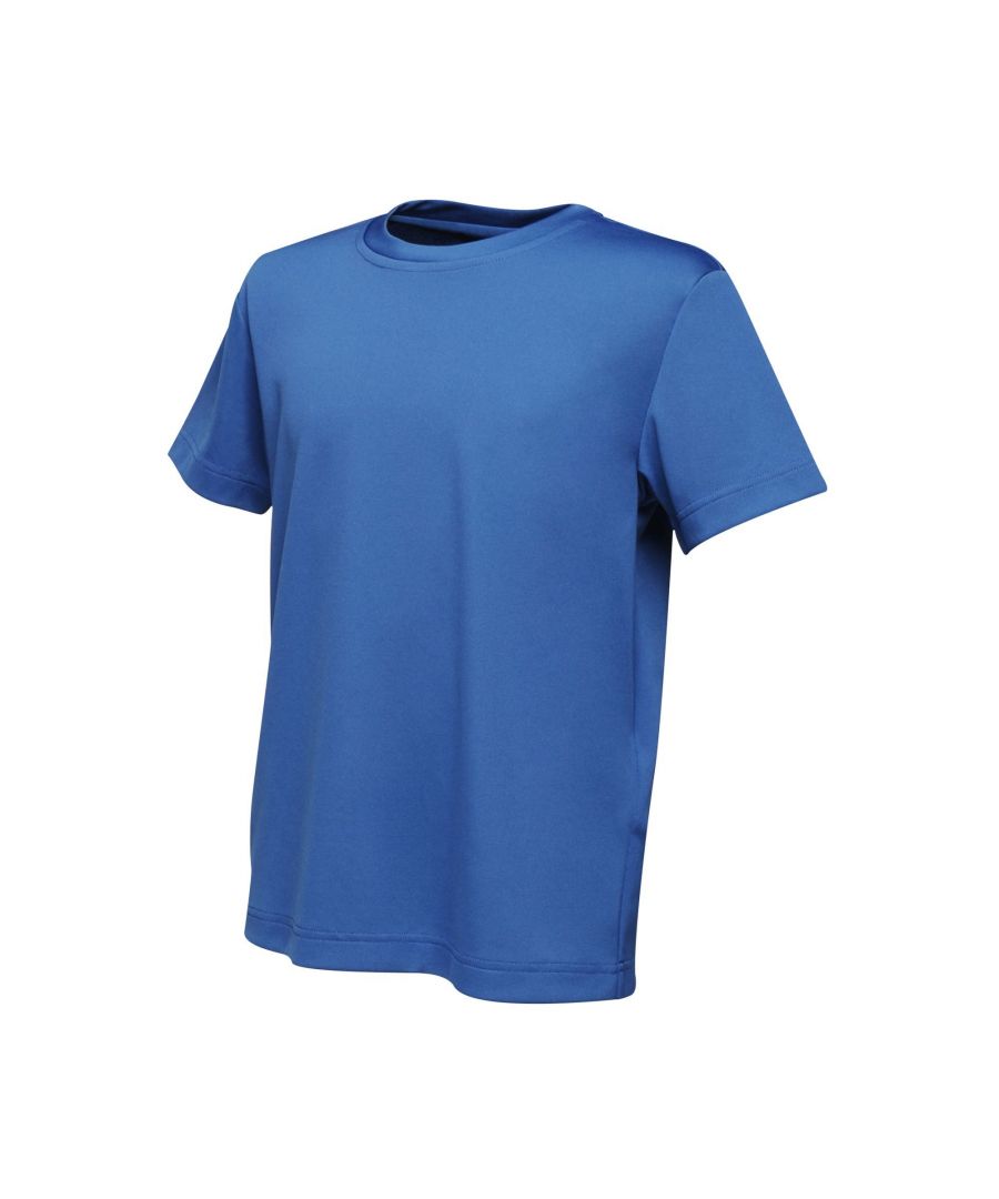 100% quick dry polyester. Good wicking performance. Reflective prints to back. No external logo branding.