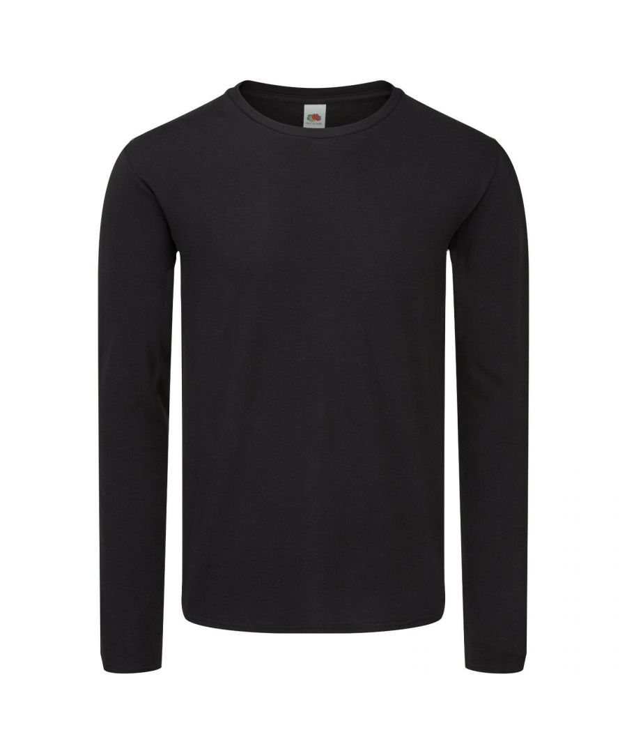 Fruit of the Loom Mens Iconic 150 Long-Sleeved T-Shirt (Black) - Size Large