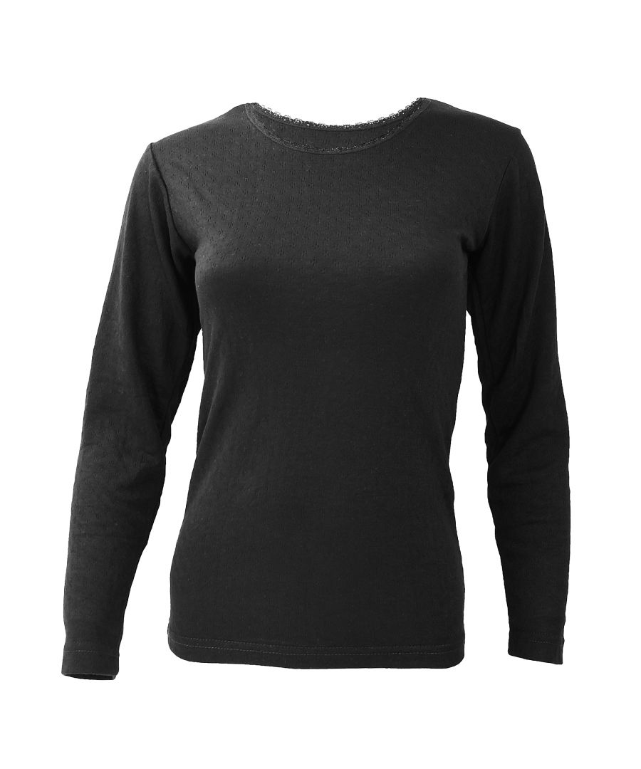Image for FLOSO Ladies/Womens Thermal Underwear Long Sleeve T-Shirt/Top (Standard Range) (Black)