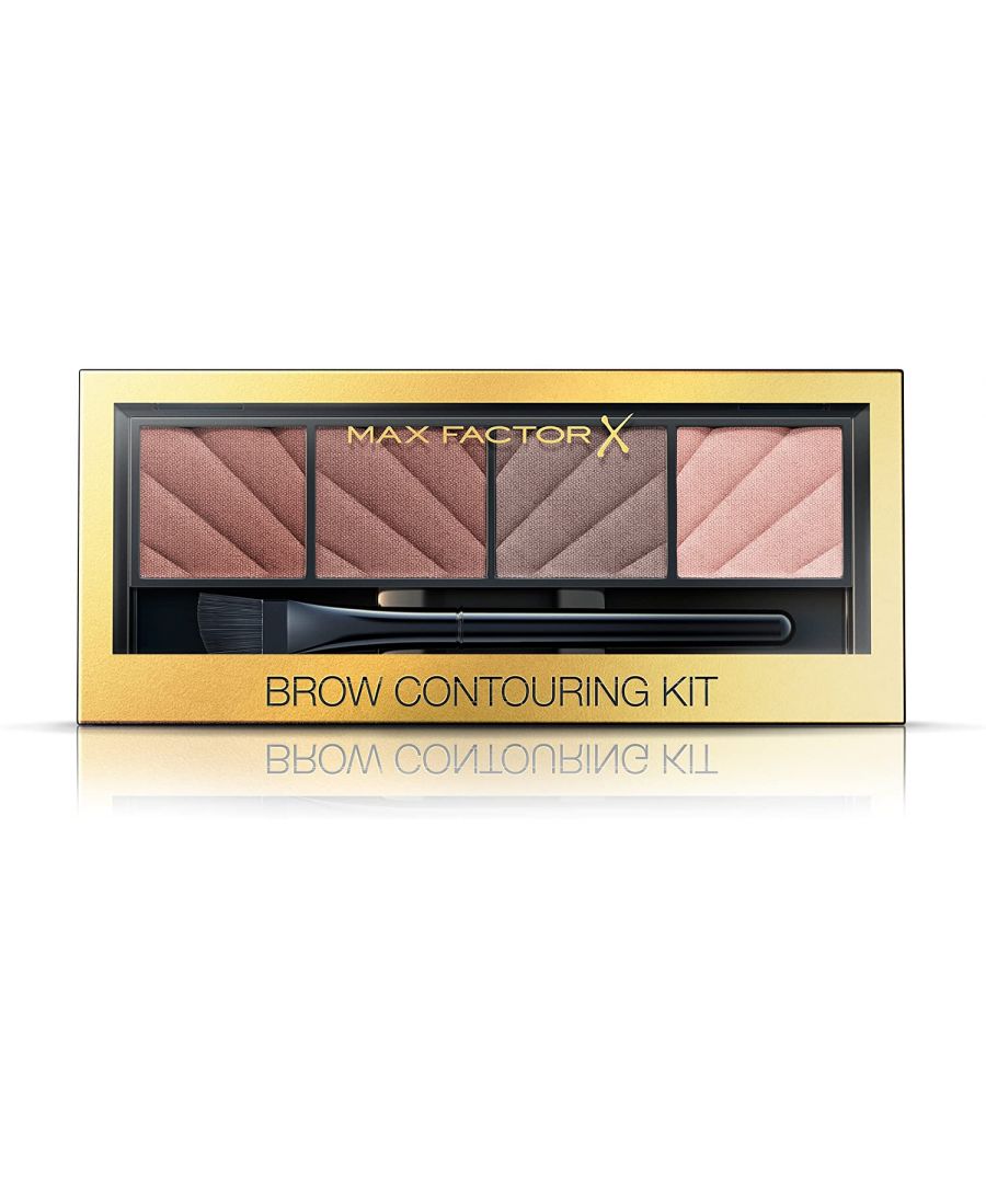 Max Factor Brow Contouring Kit helps you create an on-trend, high-definition brow look. It offers a range of shades to help sculpt your look and create the perfect brow. Formula The Brow Contouring Kit has a baked formula for smooth, even colour and matte finish. One four-colour kit (3 dark shades, 1 highlighter) adds depth and highlights your brows.
