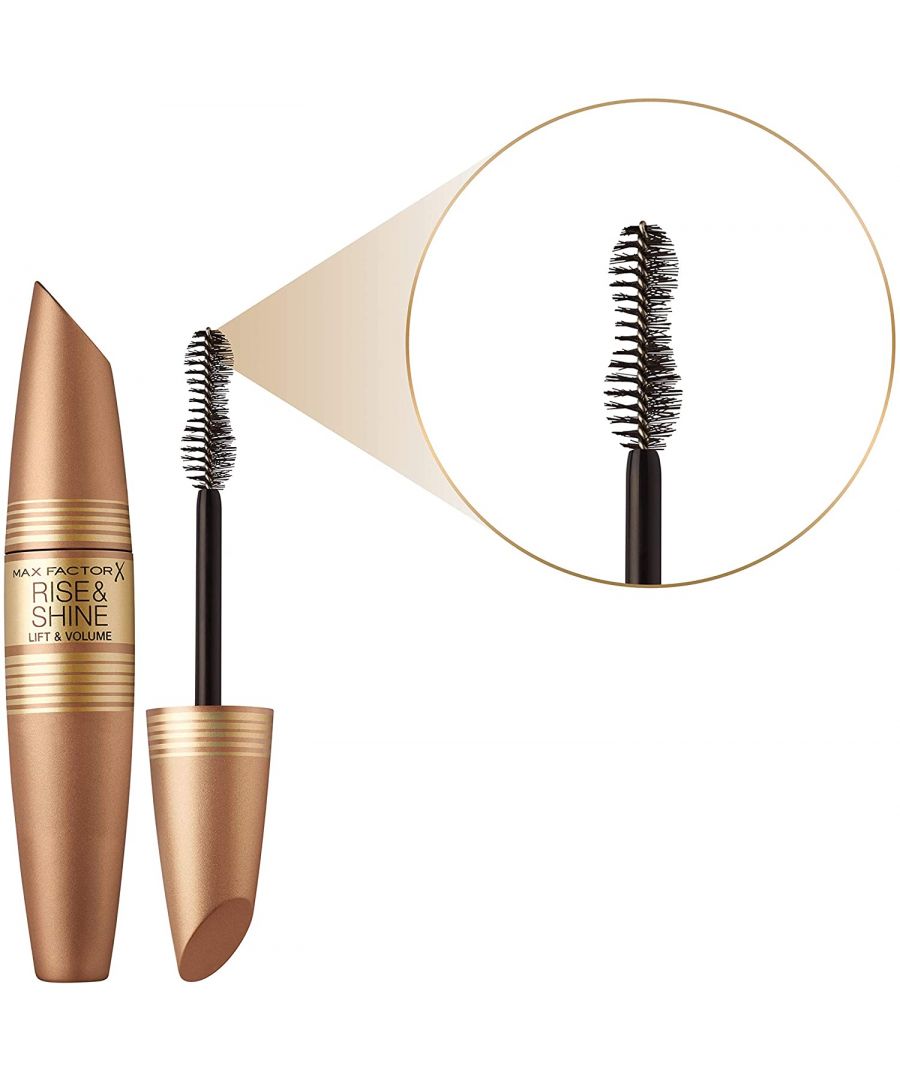 Lift your lashes all the way up with the Rise & Shine mascara. Designed with a lash lifting brush. It gives volume, Length and lift in one stroke for a elegant eye opening impact. Enriched with proteins and vitamin E known to care for your lashes, the rise and shine volumising formula stretches lashes from root to tip with no clumps.