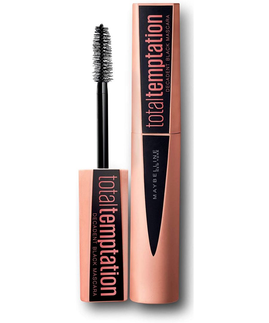 Total Temptation Mascara: The ultimate mascara for length and volume. The creamy, whipped formula is smooth and glides on effortlessly with coconut oil extract for a pleasurable coconut scent. Your eyelashes will feel softer after use, with no crust or clumps meaning that you can reapply again and again. The benefits of our coconut infused formula: Do you want longer lashes? - Coconut oil moisturises the skin around the hair follicles, making them stronger and more supple so that the lashes fall out less Do you want thicker lashes? - Coconut oil can also work to stimulate more growth from damaged follicles so this can result in fuller lashes Do you want softer lashes? - Coconut oil moisturises the hairs, making them much softer and more supple so they're less likely to be brittle and break Apply mascara onto clean lashes. For a more dramatic lash look, build mascara for more volume. Complete the look with Total Temptation Shadow and Highlight Palette and Total Temptation Brow Definer.Usage -Step 1. Sweep the brush from the root-to-tip of lashes. Step 2. Repeat the first step until desired volume is achieved. Step 3. Do not let mascara dry in between coats. Step 4. Easily remove mascara with Maybelline Expert Eyes 100% Oil-Free Eye Makeup Remover.