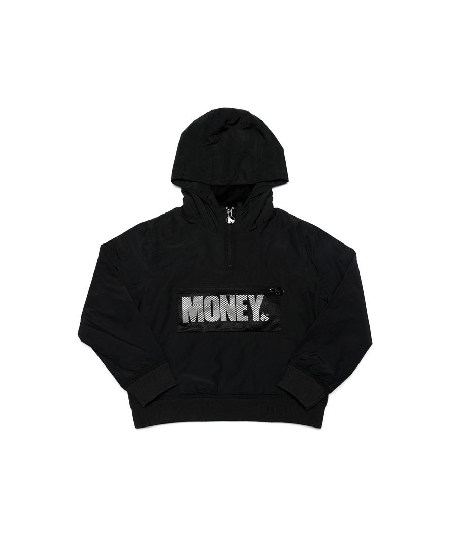 Junior Boys Money Micro Fleece Windcheater Jacket in Black<BR><BR>- Zip collar<BR>- Pull over<BR>- Pouch pocket to front<BR>- Mesh zip pocket to front<BR>- Ribbed cuffs and hem <BR>- Micro fleece lined<BR>- Branding to chest<BR>- Shell: 55% Cotton  45% Nylon. Lining: 100% Polyester. Machine Washable<BR>- Ref: MON0185023