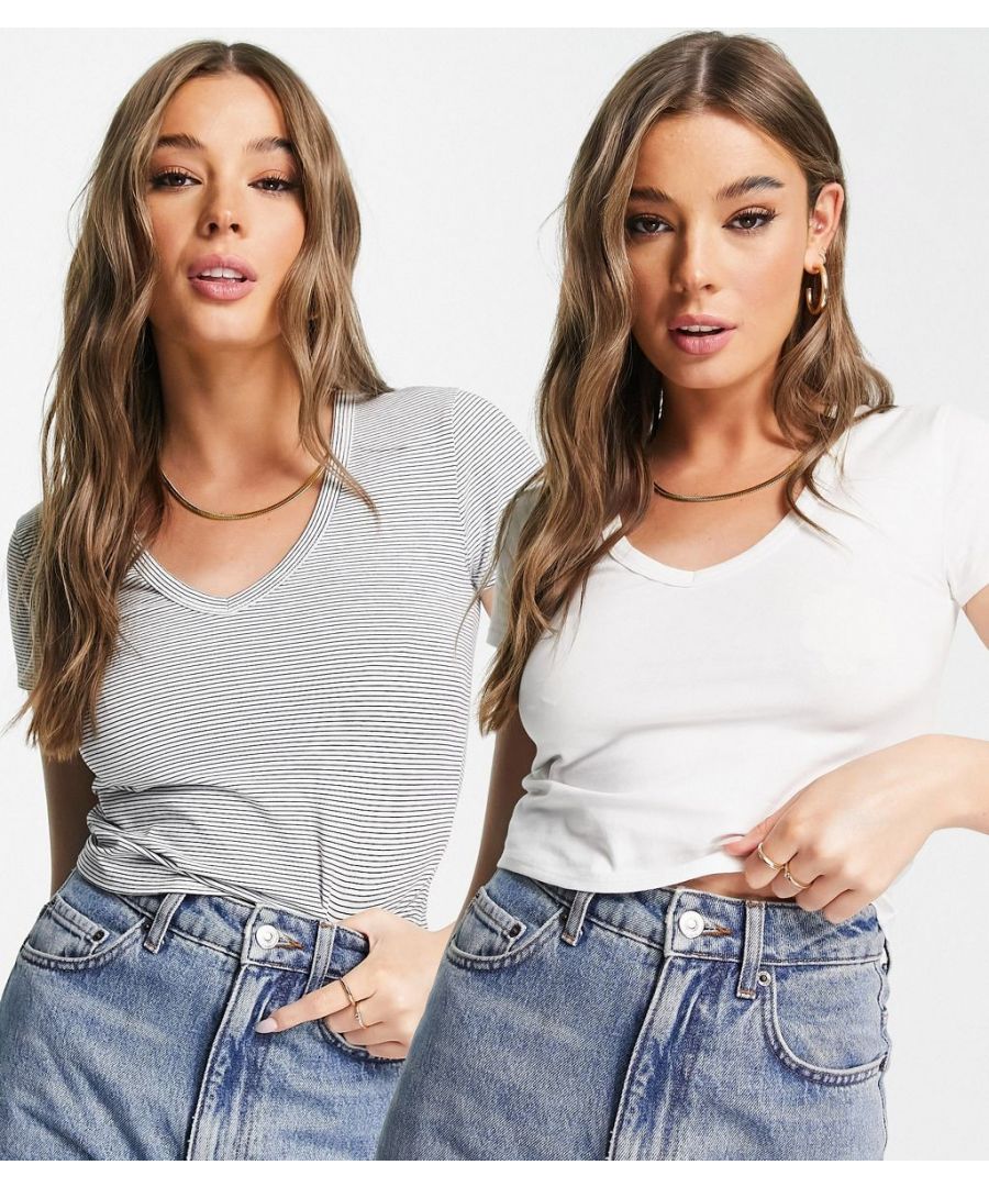 T-shirt multipack by Miss Selfridge Pack of two V-neck Short sleeves Slim fit  Sold By: Asos