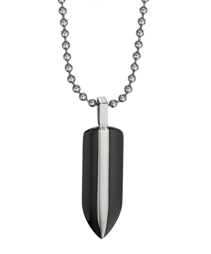 Image for Fred Bennett Stainless Steel and Black PVD Shaped ID Pendant Necklace of Length 60cm