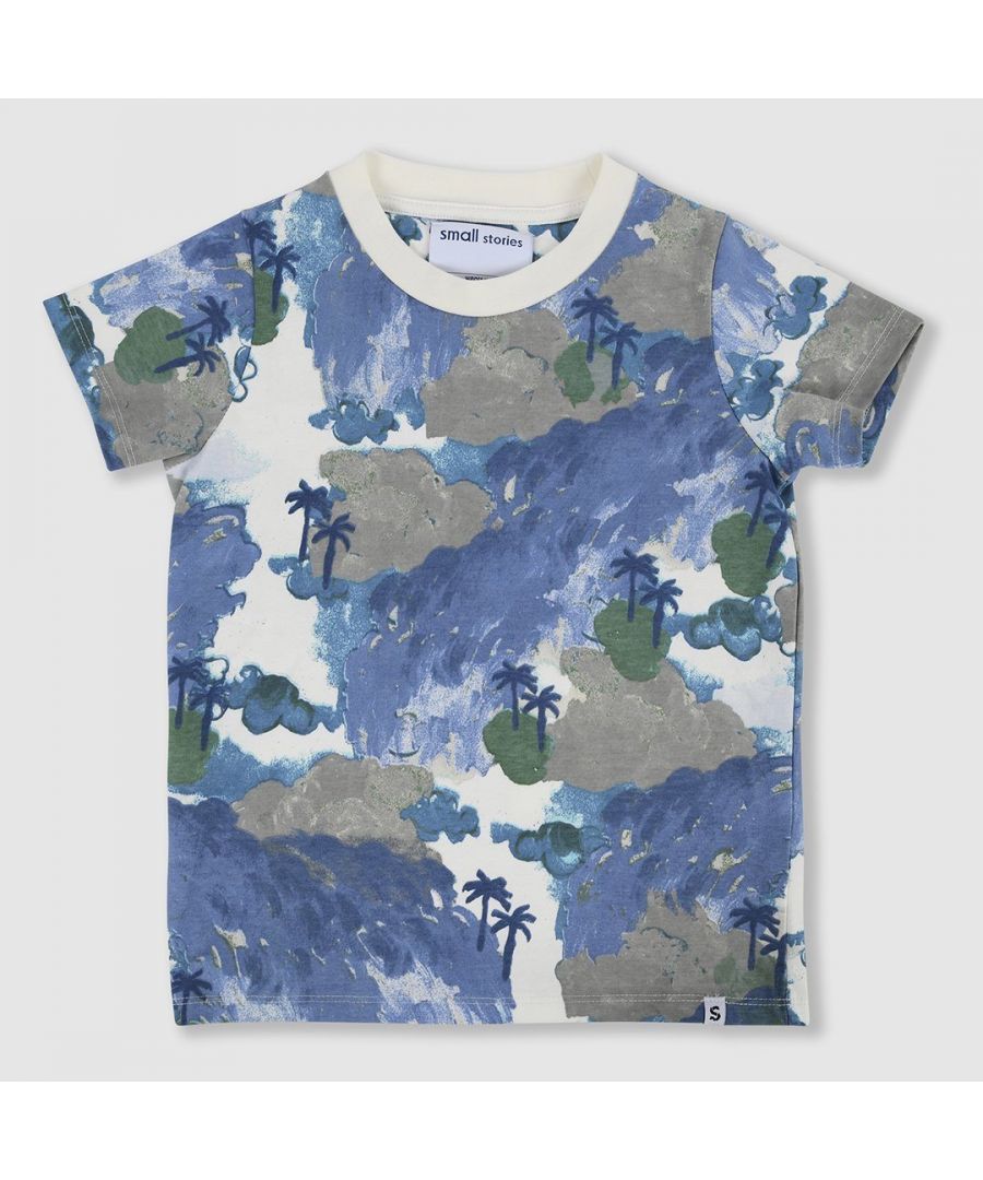Short sleeve tee featuring our limited edition landscape painted print with off white rib neckline. Made in 100% soft & stretchy cotton designed to be unisex. 