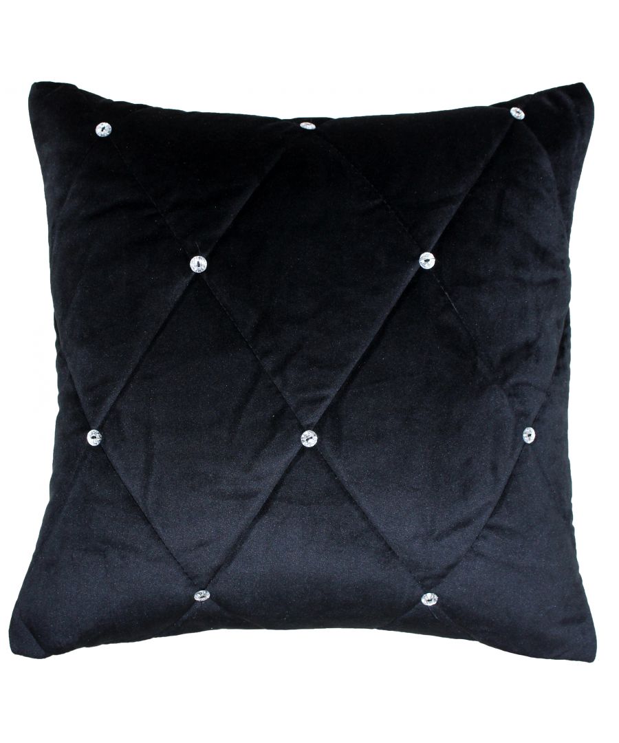 Image for New Diamante Poly Cushion 45X45 Blk