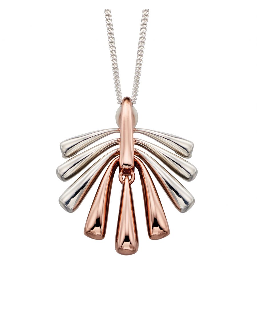 Image for Elements Silver Womens 925 Sterling Silver & Rose Gold Plate Fan Leaf Shape Pendant Necklace of Length 46cm P4556