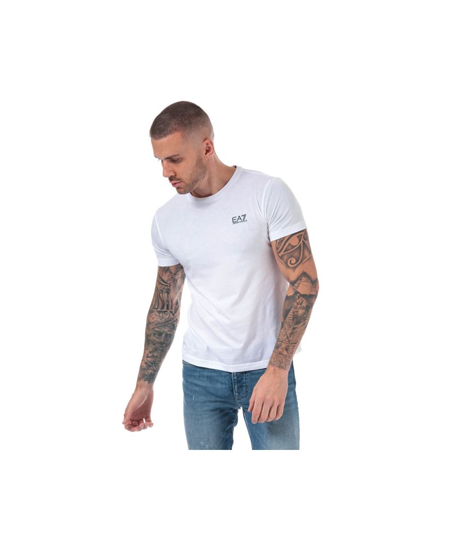 Ea7 Mens Emporio Armani EA7 Basic Jersey Logo T-Shirt in White Cotton - Size 2XL