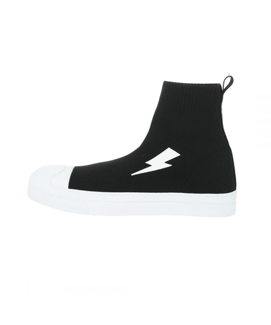 Neil Barrett Big Bolt Sock skatersneakers. Neil Barrett Sock Skater-sneakers. PBCT302 L9001 524. Rubberen zool. Bliksemschicht-branding. Sok Trainer-stijl
