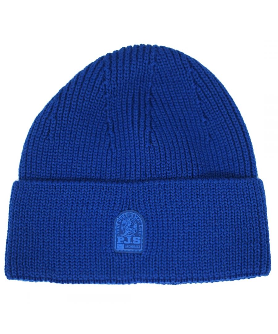 Parajumpers Plain Beanie Royal. PA ACC HA12 Plain Beanie. 100% Wool. Stretching Fit. 516 Royal. PJS Rubber Patch In Front