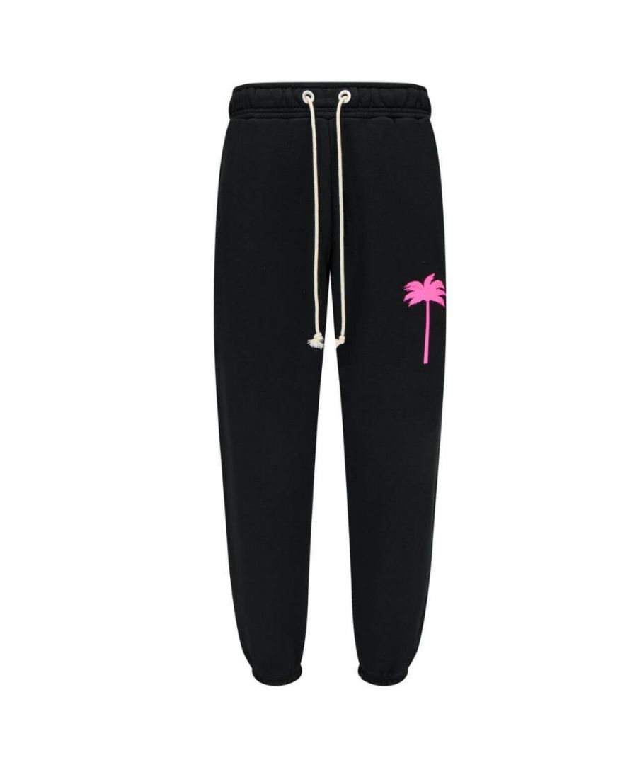 Palm Angels PXP Black Sweatpants. Palm Angels PXP Black Sweatpants. Made In Portugal, Pink Palm Tree Branding. Regular Fit With A Straight Leg Finish, Cuffed Leg Openings. Cuffed Waist With Drawstring Fasten. PMCH011S21FLE0021032
