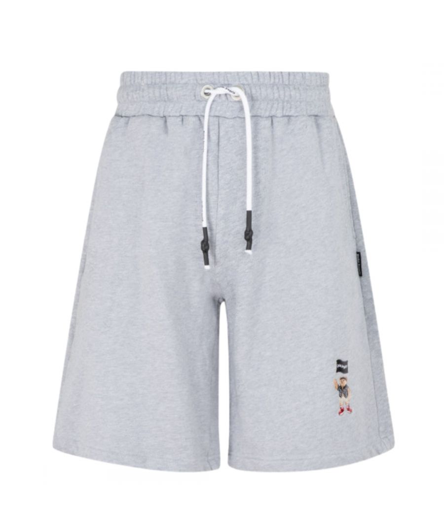 Palm Angels Pirate Bear Sweatshorts. Palm Angels Pirate Bear Grey Sweatshorts. 100% Cotton Shorts, Branded Side Label. Elasticated Waistband With Drawstring Fasten. Two Side Pockets and One Back Pocket. Style: PMCI010S21FLE0020901