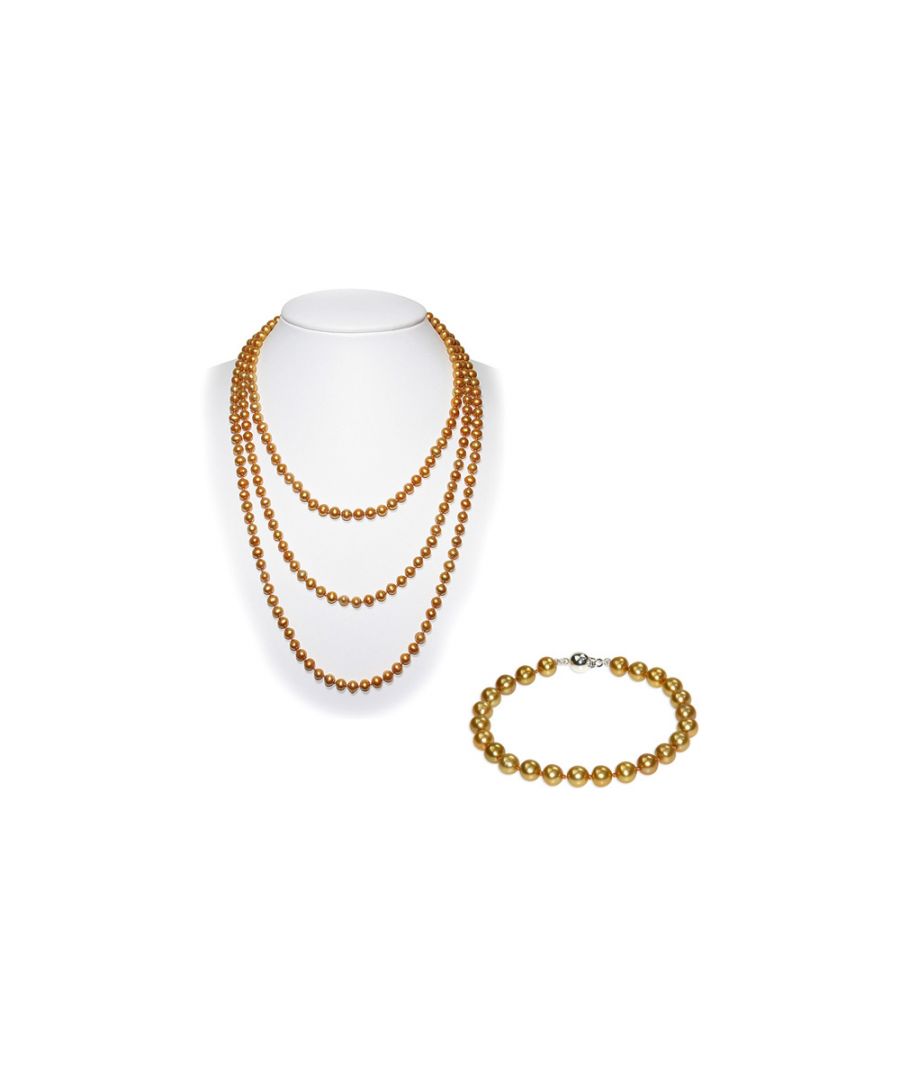 Image for Golden Freswater Pearl Necklace and Bracelet Set