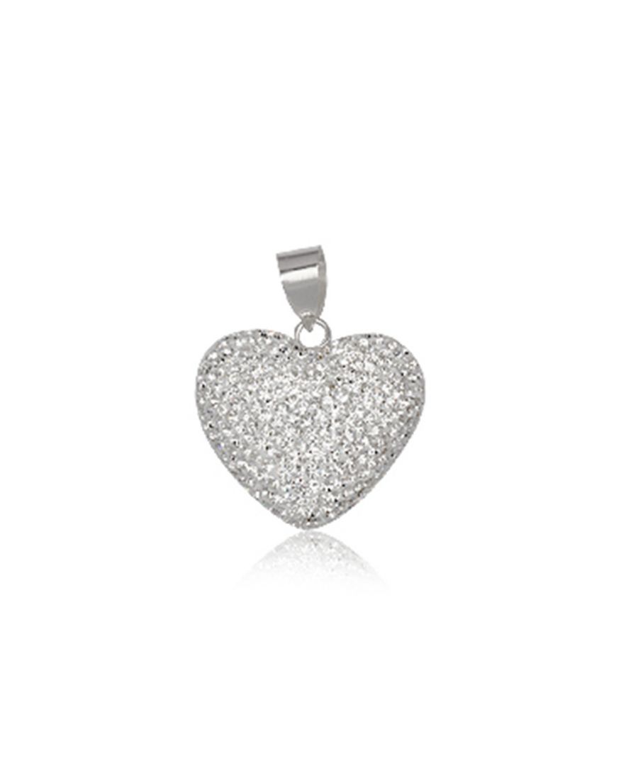 White Crystal big Heart Pendant and 925 Silver White Crystal and 925 sterling silver pendant in shape of a Heart. Pendant size: 2.60 x 2.70 cm. Chain not included.