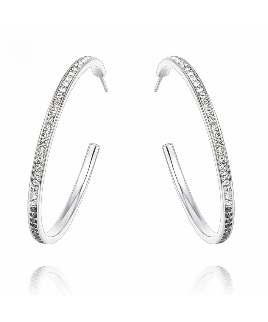 Image for Swarovski - Black Diamond Swarovski Crystal Elements Large Hoop Earrings