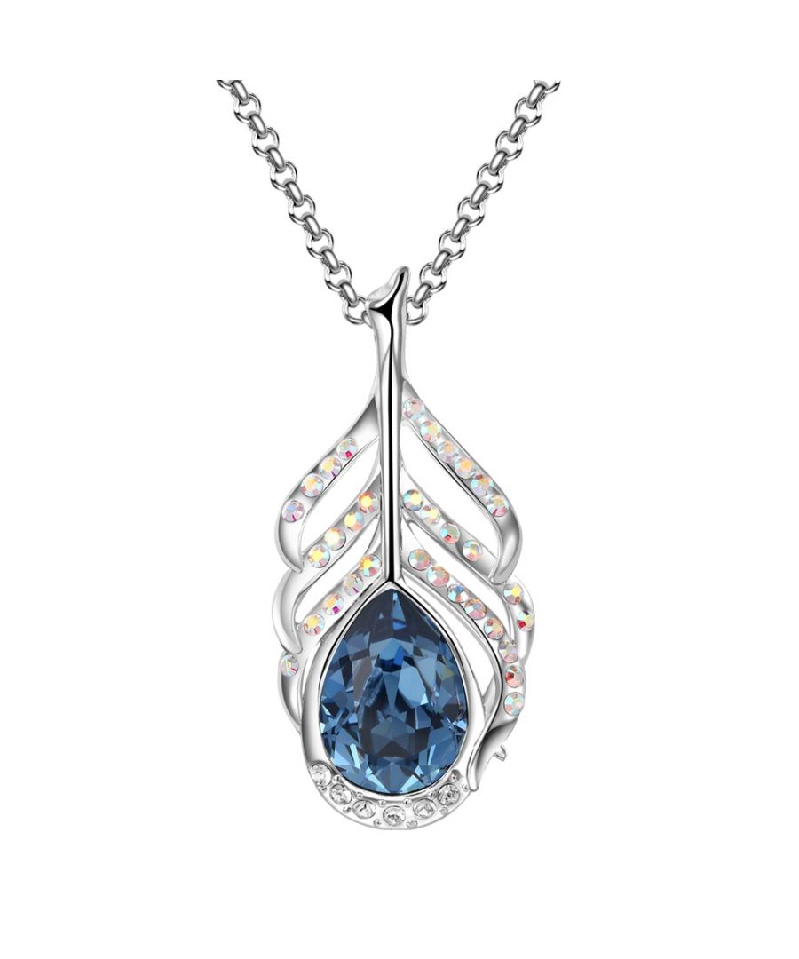 Image for Swarovski - Blue Swarovski Crystal Elements Peacock Feather Pendant