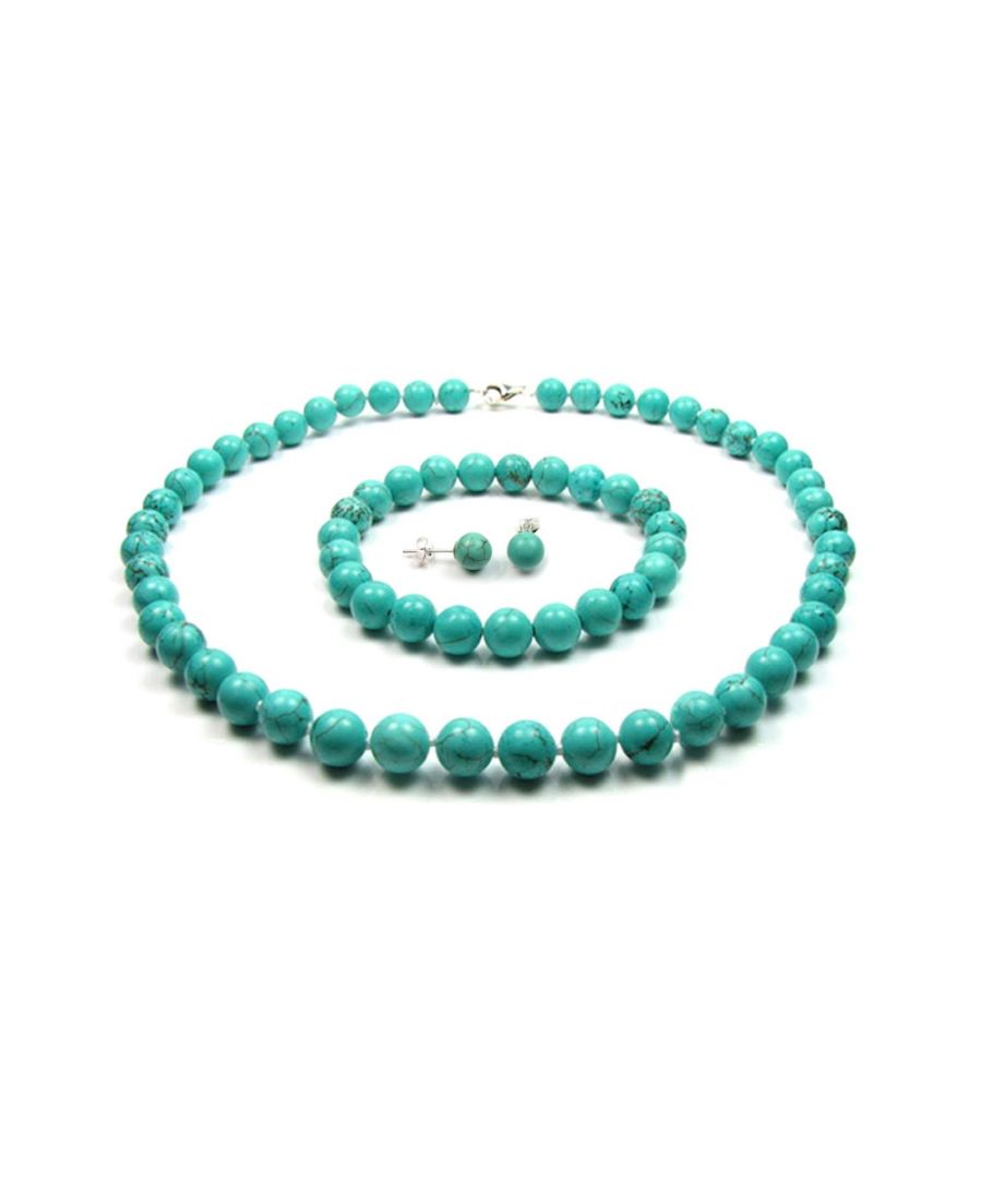 Image for Turquoise Pearl Necklace, Bracelet and Earrings Women Set