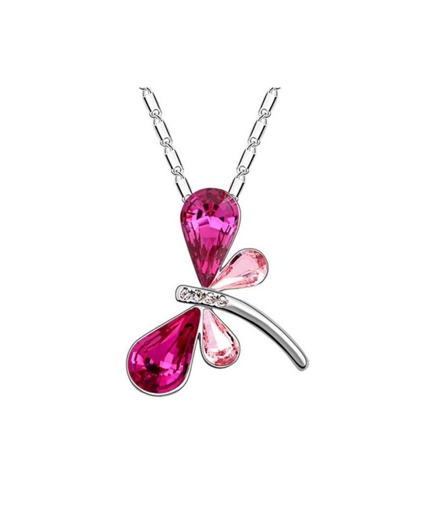 Butterfly Pendant made with Pink Swarovski Crystal Element Butterfly pendant with wings made ??with pink Swarovski crystal Element Frame in 18k white gold plated. Sun 2.4 x 2.9 cm. Weight: 9.70 gr. Clasp Type: Lobster Clip