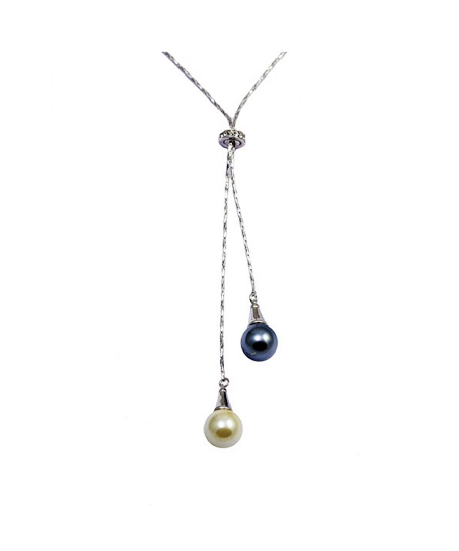 Gerodineerde hanger met witte en zwarte parel en Swarovski Elements-kristallen. Deze prachtige hanger met een geraffineerd en elegant design bestaat uit een zwarte en witte synthetische parel. Daarboven is de hanger bezet met kleine witte Swarovski Elements-kristallen. Met een gerodineerde legering van hoge kwaliteit voor een perfecte afwerking. Een prachtige hanger met een verfijnd en elegant ontwerp. Afmeting: 8,5 x 0,9 cm. Afmeting witte parel: 1 cm. Afmeting zwarte parel: 0,8 cm. Inclusief een verstelbare ketting van 54 cm (5 cm). Soort sluiting: lobster.
