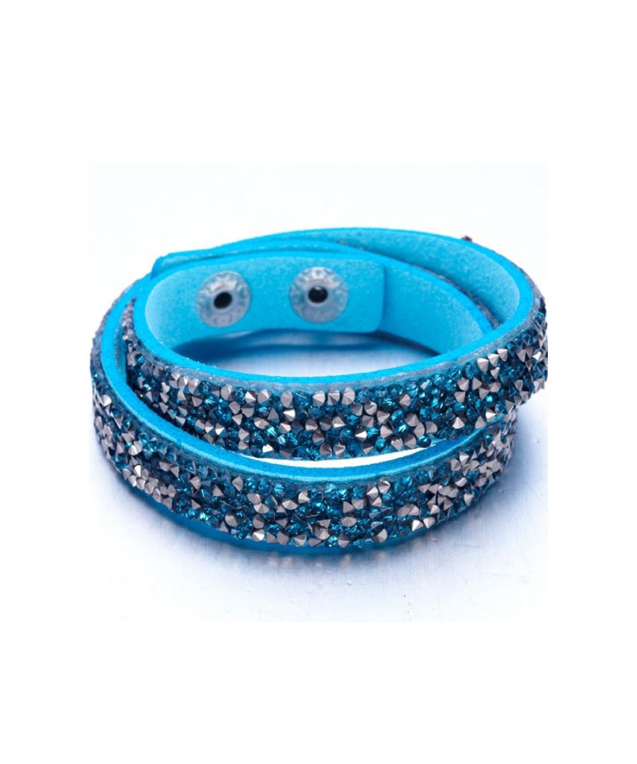 Image for Swarovski - Silvery and Turquoise Swarovski Crystal Elements and leather Bracelet
