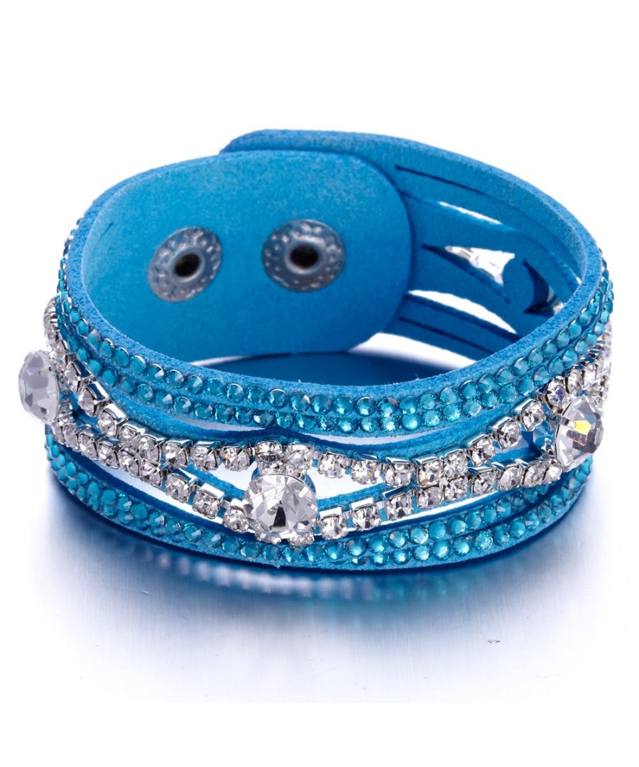 Image for Swarovski - Blue and White Swarovski Crystal Elements and leather Bracelet