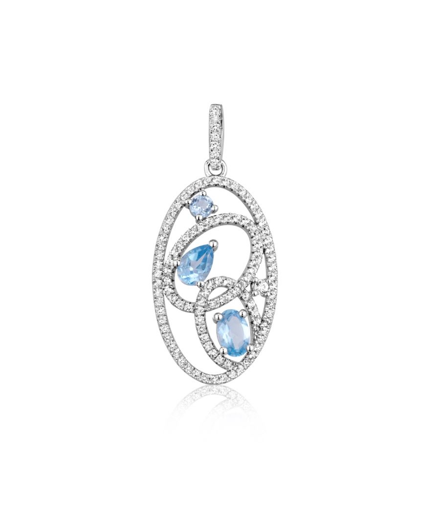 Image for Swarovski - 111 White and Blue Swarovski Zirconia Crystal Pendant and 925 Silver