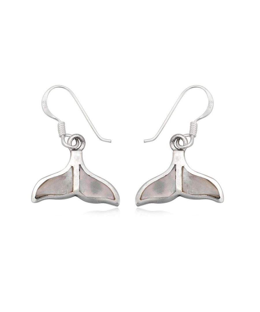 Bungelende walvisstaart-oorhangers van 925 zilver en parelmoer