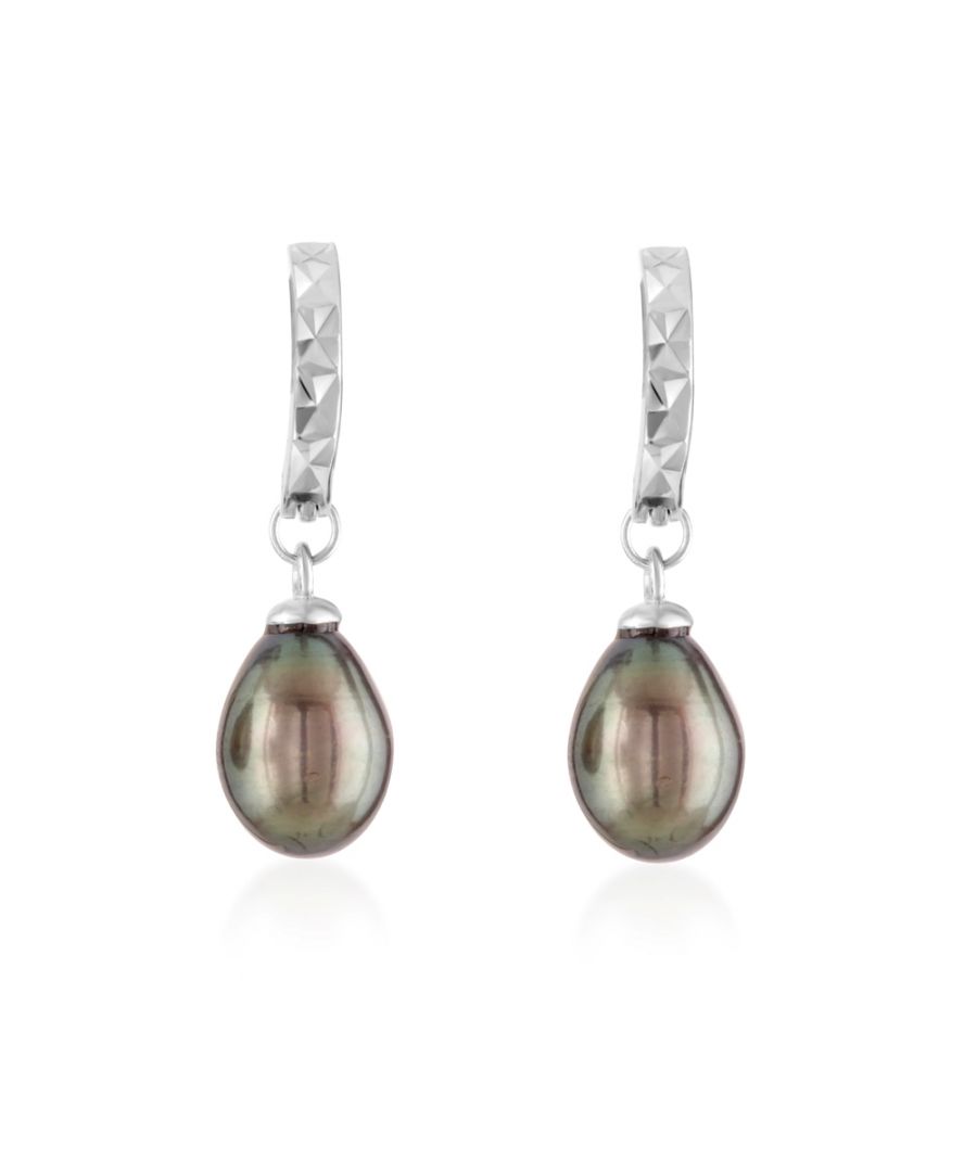 Image for Black Freshwater Pearl Earrings and Silver Mounting