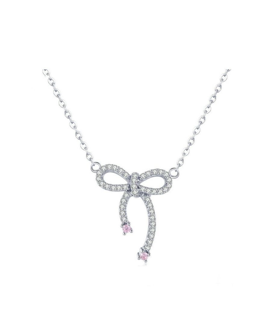 Blue Pearls Womens Swarovski - Necklace Knot made with White and Pink Crystal from 925 Silver Multicolour - One Size
