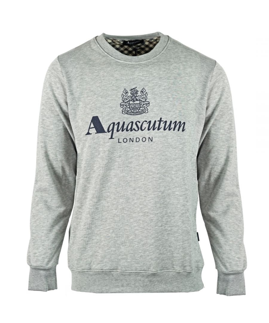 Aquascutum Mens Waterfield Logo Grey Sweatshirt - Size 2XL