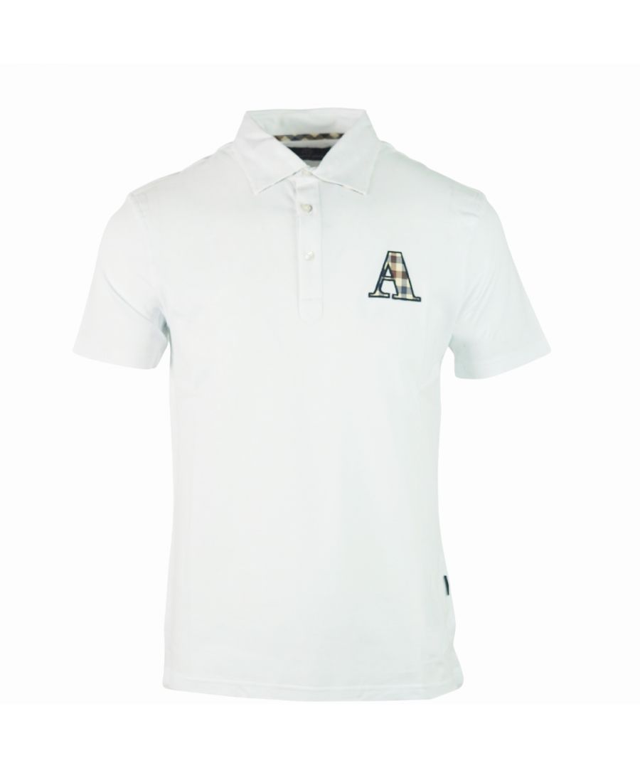 Image for Aquascutum Brand A Logo White Polo Shirt