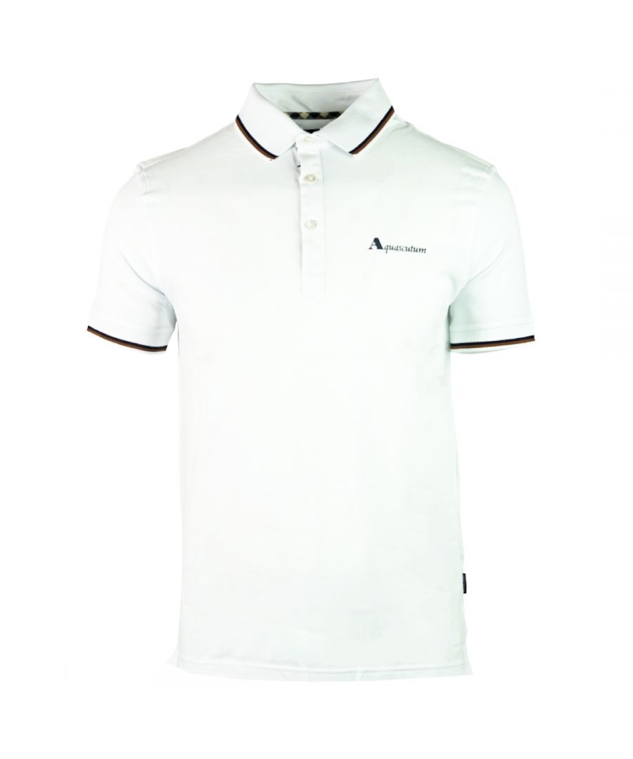 Image for Aquascutum Brand Logo White Polo Shirt