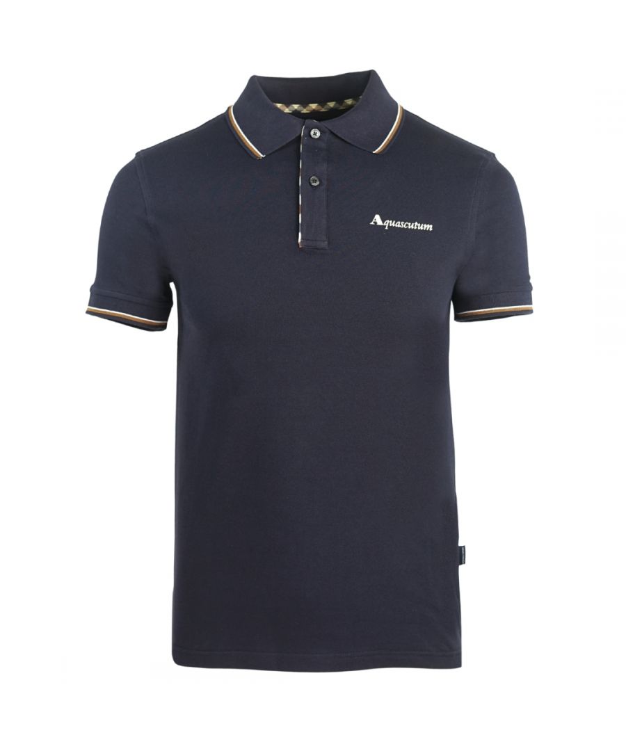 Image for Aquascutum Tipped Collar Blue Polo Shirt