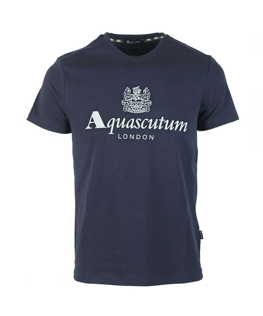 Aquascutum Mens Griffin Logo Navy T-Shirt - Blue - Size X-Large