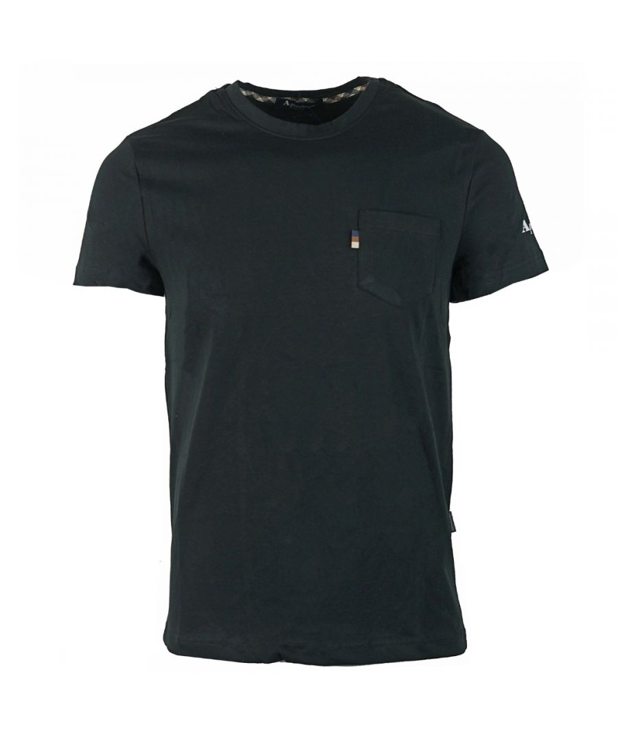 Image for Aquascutum Sleeve Logo Black T-Shirt