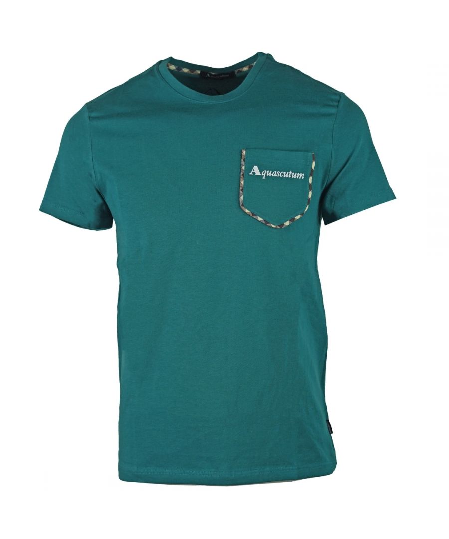 Image for Aquascutum Check Trim Pocket Green T-Shirt