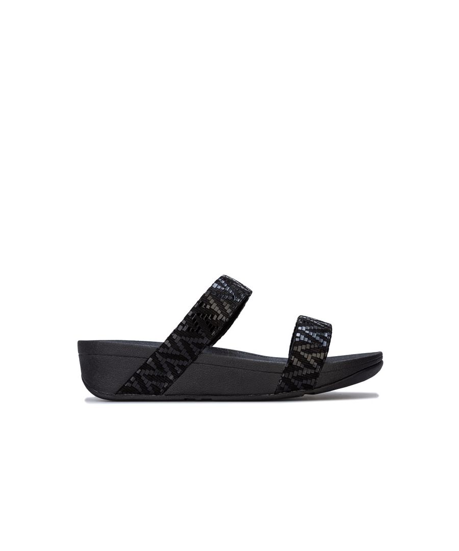 Fitflop Womenss Lottie Chevron Slide Sandals in Black Suede - Size UK 6