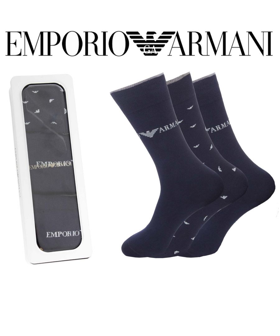 Mens Original Emporio Armani Socks\n3 Pairs Presented in a Gift Box\nUnisize; Made to Fit All Sizes, Types, Weights, Within the Ordinary Range