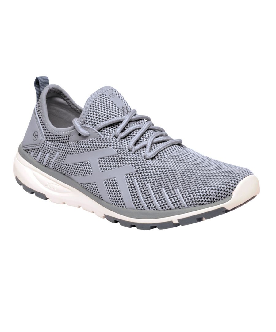 Lightweight breathable mesh upper.Double eyelet for secure heel hold.Die cut EVA footbed for underfoot comfort and support.New XLT sole unit with strategic traction pods provides flexible lightweight comfort and improved traction.Sock fit upper for fit and comfort.