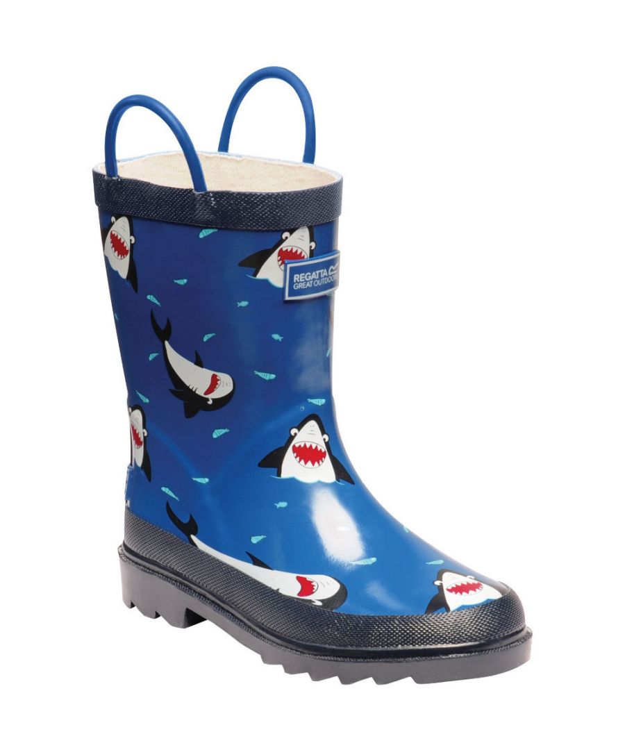 Image for Regatta Boys Puddleduck Welly Printed Full Rubber Wellington Boots